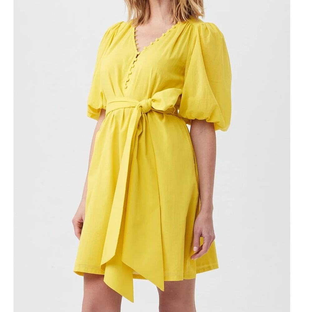 TRINA TURK Malina Mini Dress NWT Sunshine State Yellow Half Sleeve Women's M